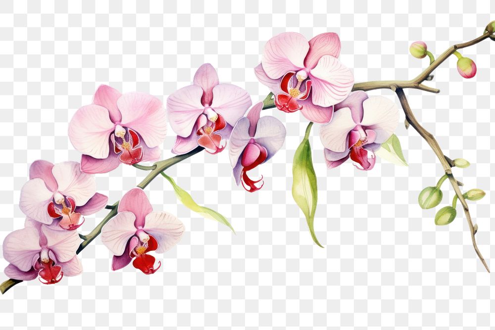 PNG Branch orchid blossom flower plant.