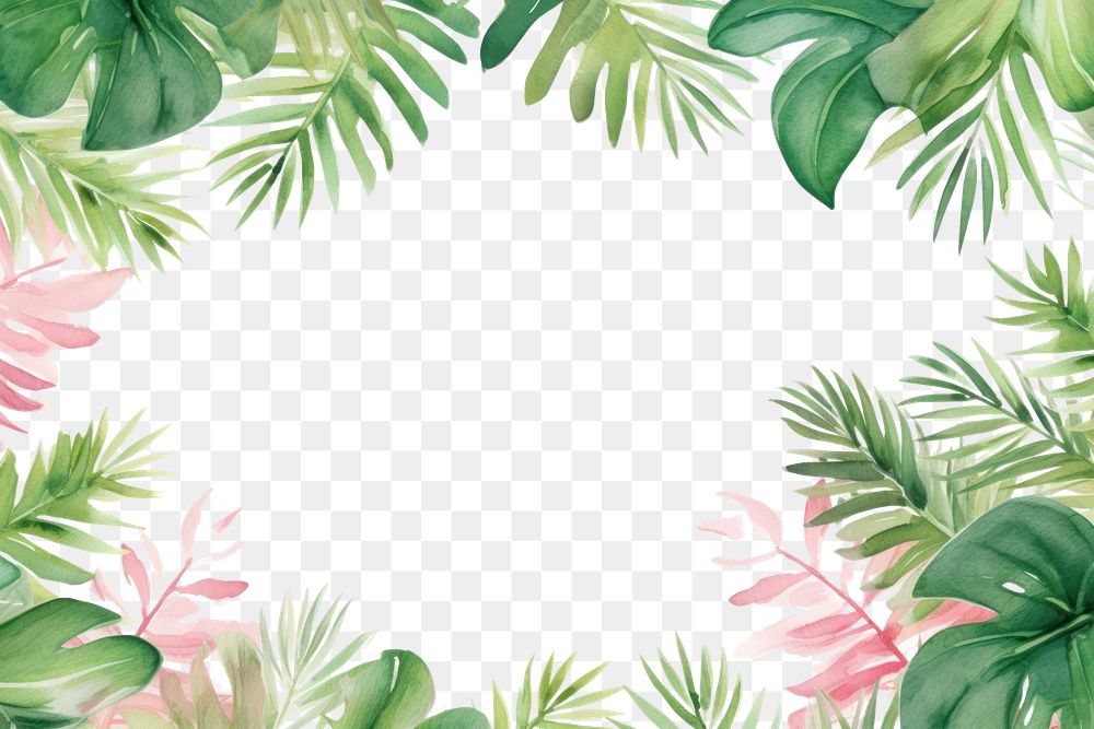 PNG Tropical leaves branch green outdoors painting.
