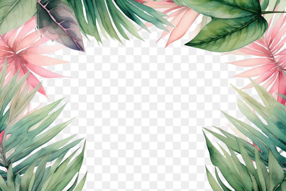 PNG Tropical leaves branch painting pattern nature.