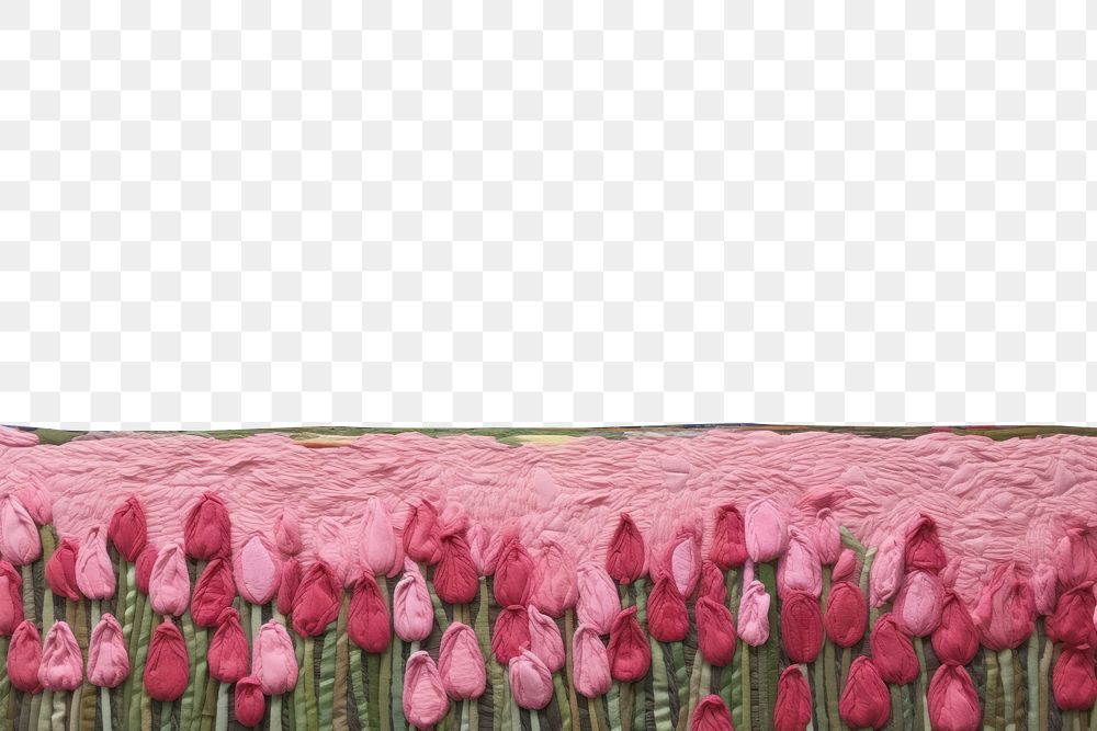 PNG  Pink tulip field and blue sky painting textile pattern.