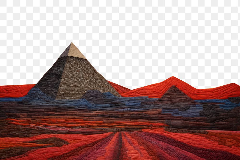 PNG  Pyramid in desert on sunset architecture landscape textile.