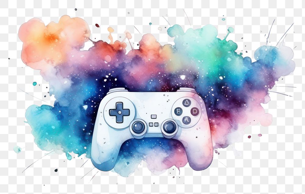PNG Metaverse in Watercolor style joystick white background electronics.