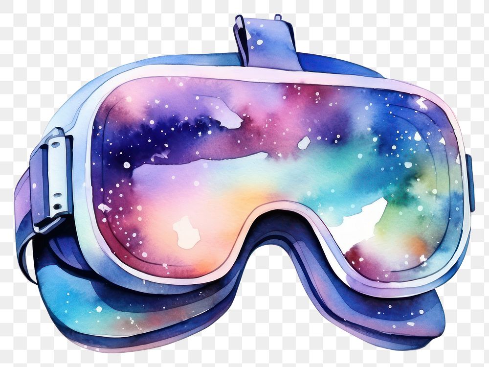 PNG Metaverse in Watercolor style glasses galaxy white background.