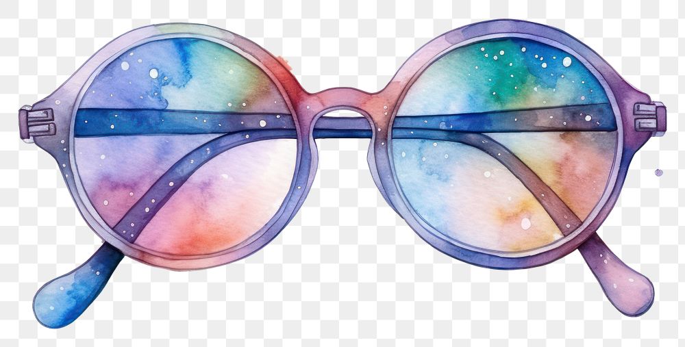 PNG Glasses in Watercolor style sunglasses white background accessories.