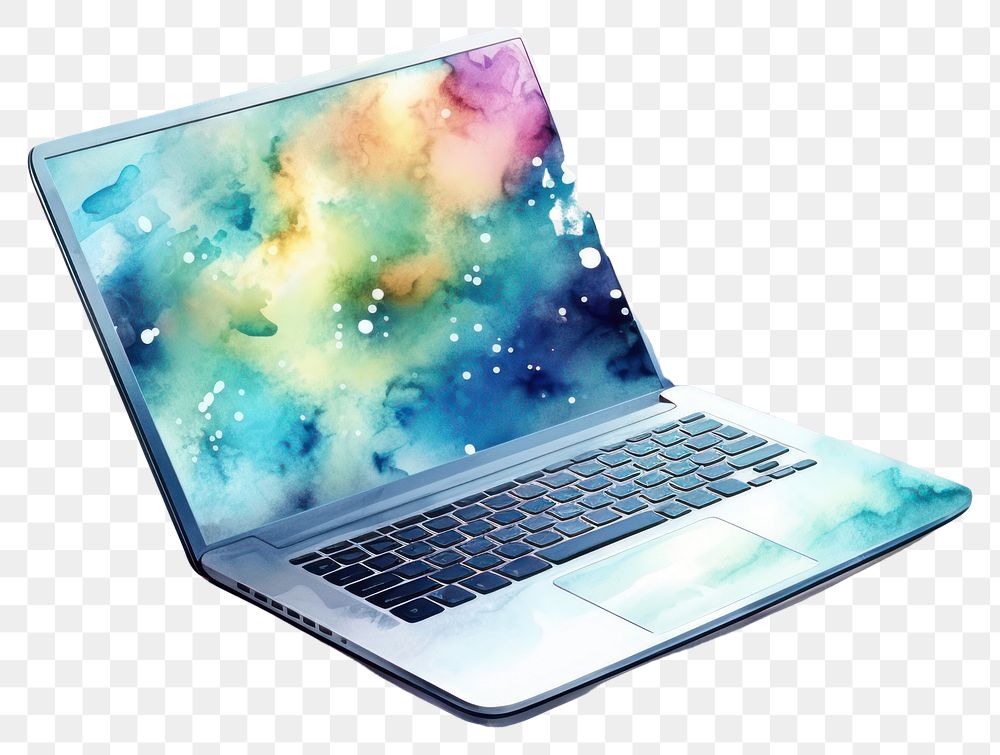 PNG Laptop in Watercolor style computer white background portability.