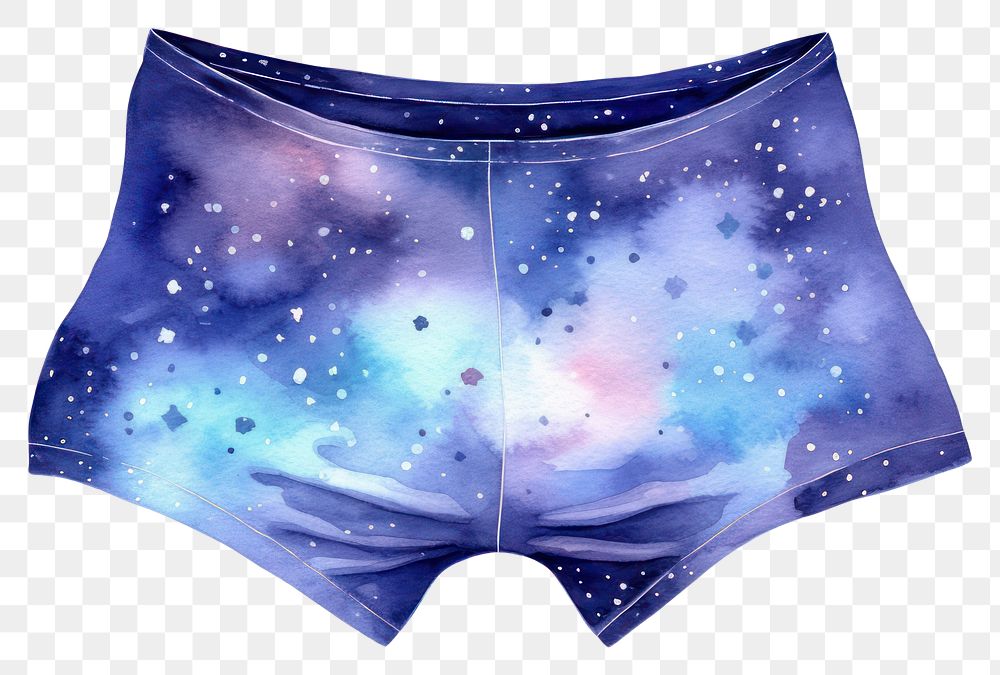 PNG  Shorts in Watercolor style underwear galaxy star.