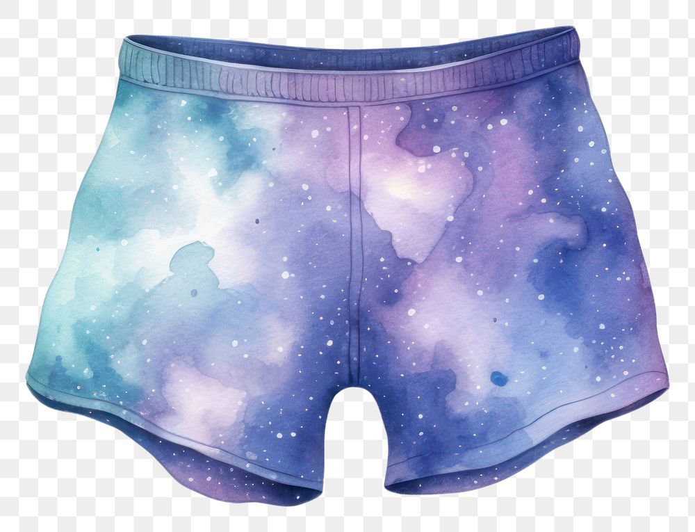 PNG  Shorts in Watercolor style underwear star white background.