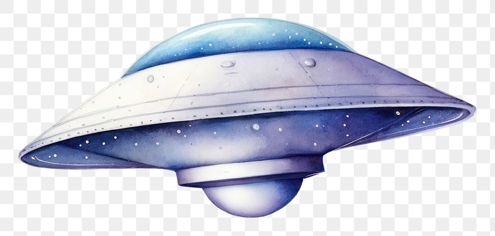 PNG  Ufo in Watercolor style vehicle space white background.
