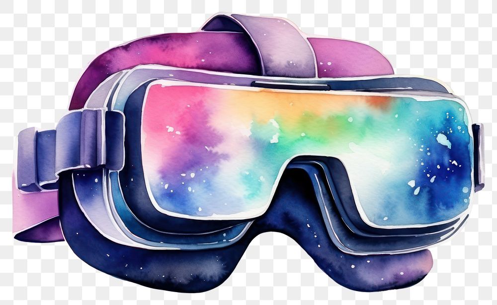 PNG Vr glasses in Watercolor style accessories sunglasses technology.