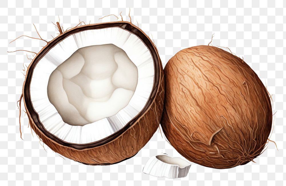 PNG Coconut food white background eggshell. AI generated Image by rawpixel.