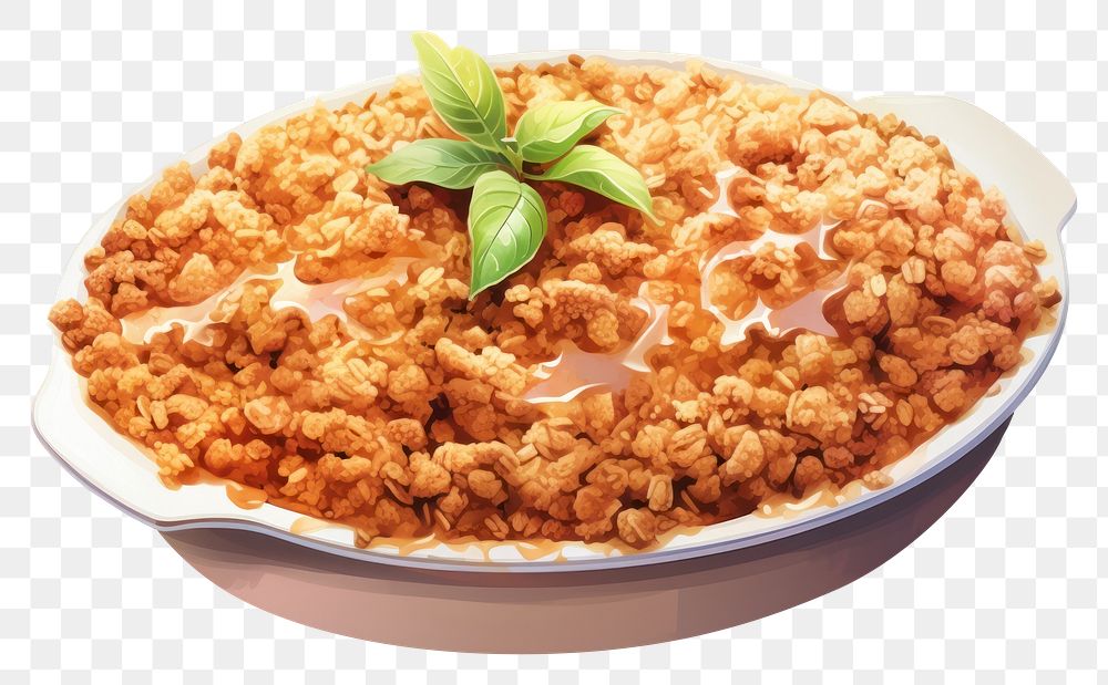 PNG Apple crumble plate food meal. AI generated Image by rawpixel.