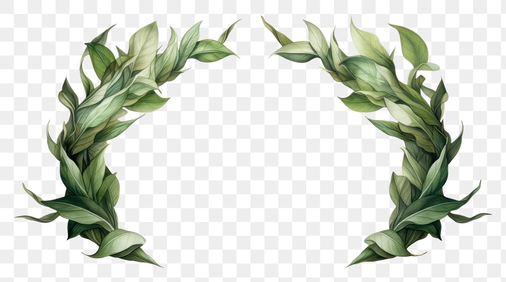 PNG  Leaf frame wreath plant white background. AI generated Image by rawpixel.