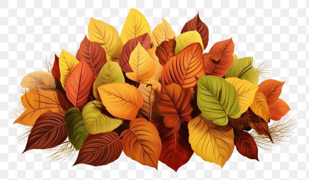 PNG  Leaves pile plant leaf white background. AI generated Image by rawpixel.