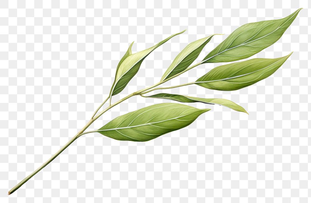 PNG  Willow leaf plant herbs white background. AI generated Image by rawpixel.