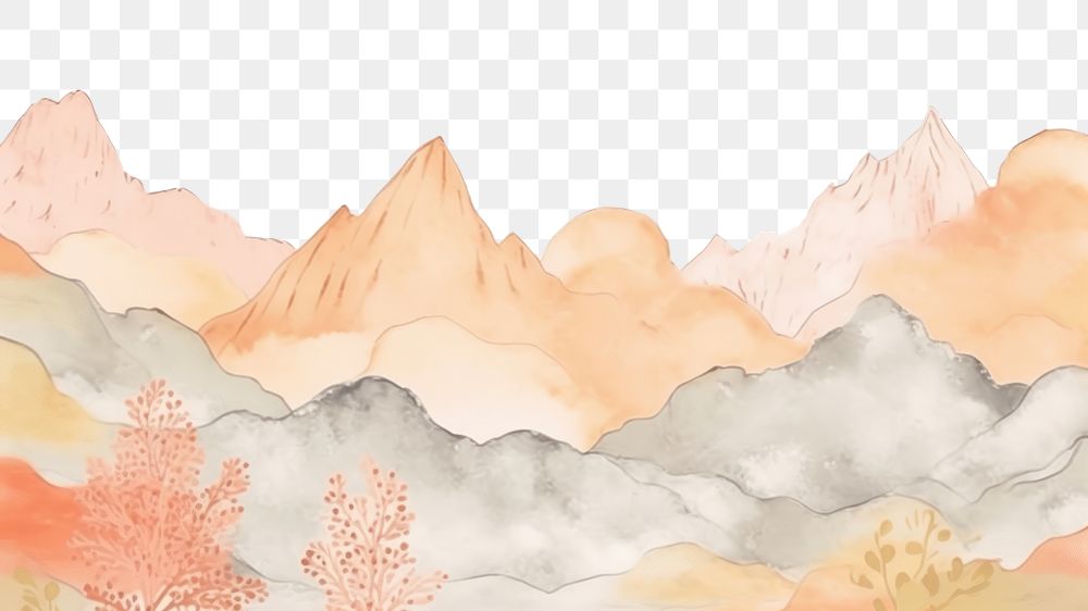 PNG Mountain scenery landscape outdoors drawing. AI generated Image by rawpixel.