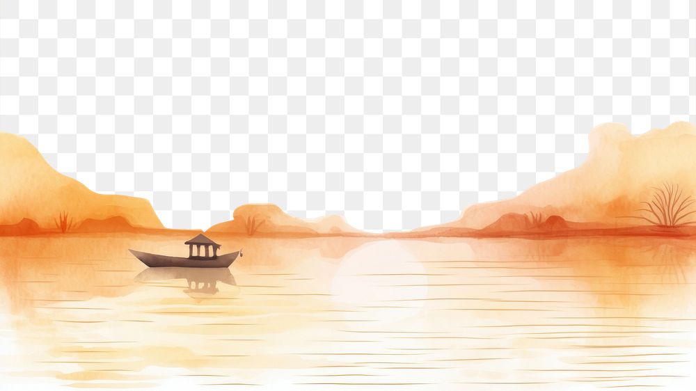 PNG Boat in a lake amidst the setting sun sunlight outdoors vehicle. AI generated Image by rawpixel.