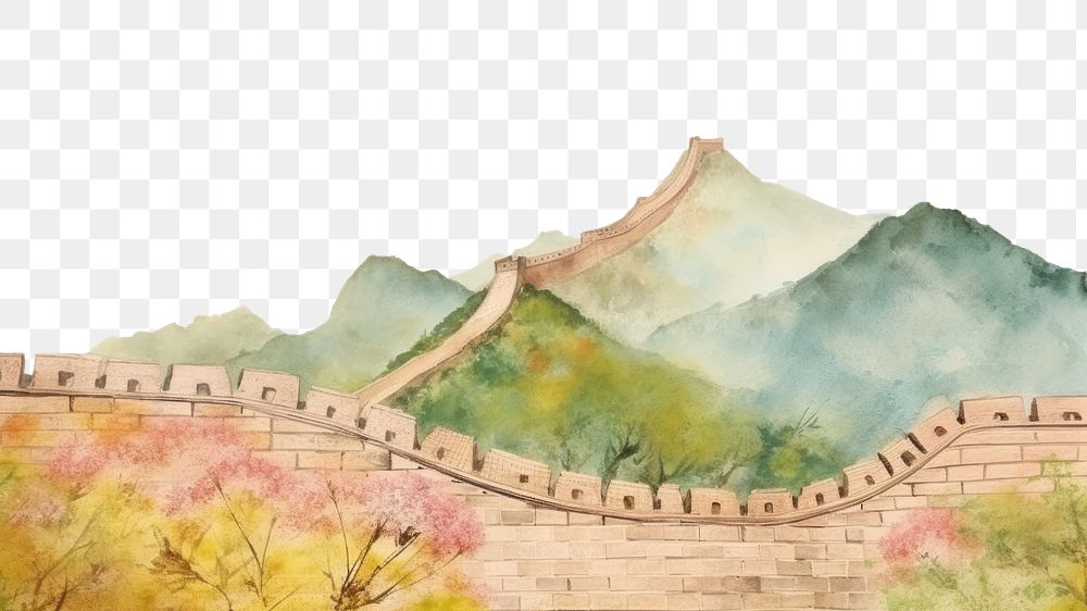 PNG Great Wall of China in spring scenery wall architecture tranquility. AI generated Image by rawpixel.