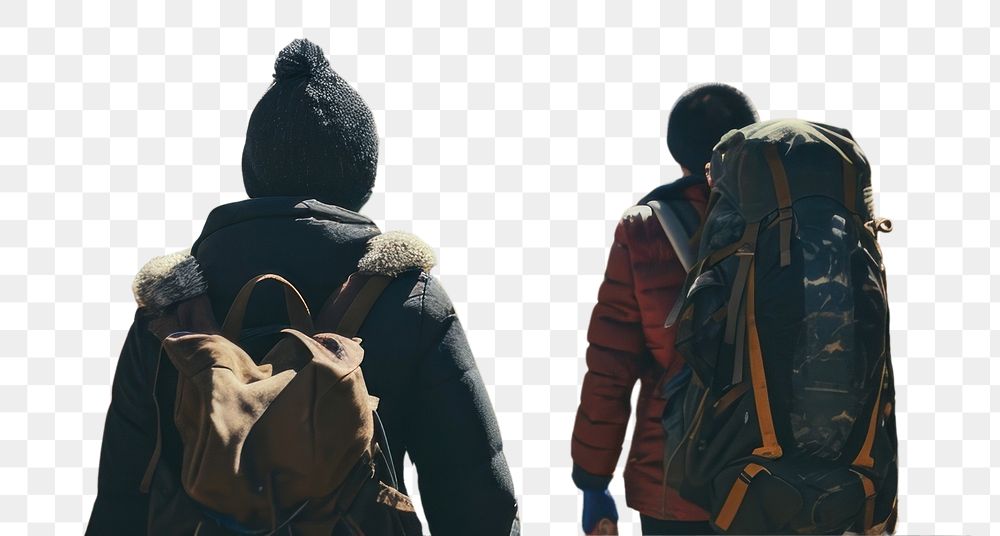 PNG Chinese couple backpacking hiking mountaineering. AI generated Image by rawpixel.