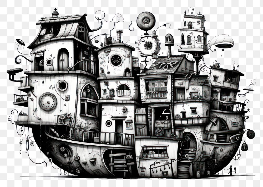 PNG Doodle house drawing sketch transportation. AI generated Image by rawpixel.