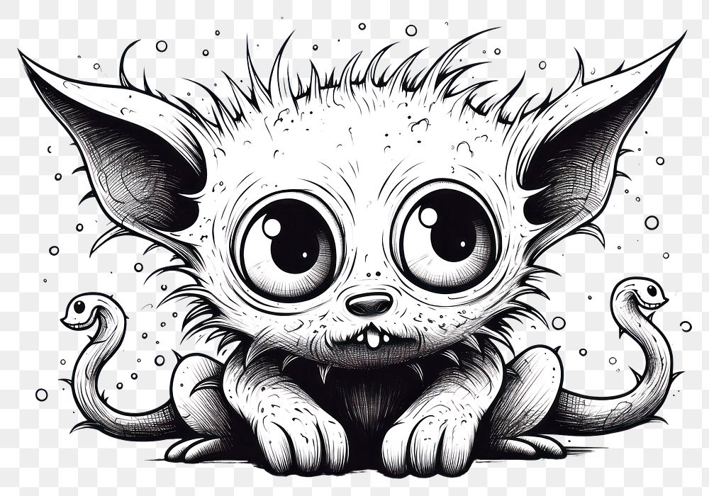 PNG Cute creature drawing animal sketch. AI generated Image by rawpixel.