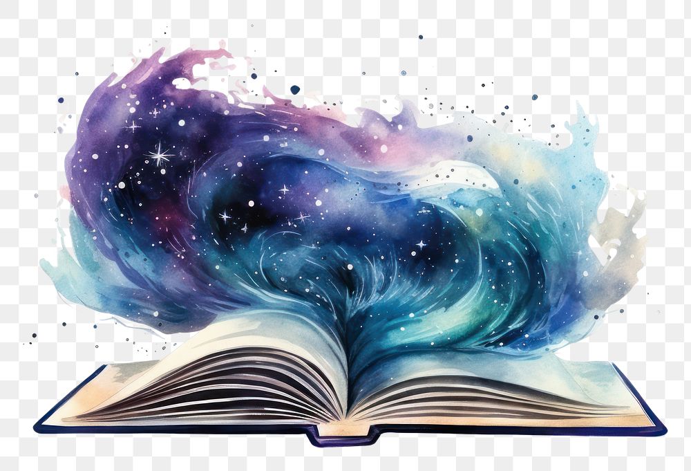 PNG  Galaxy element of book in Water color style publication galaxy star.