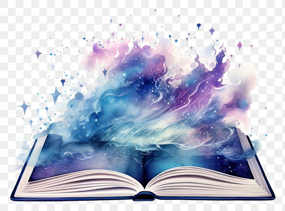 PNG  Galaxy Water color element of book publication white background literature.