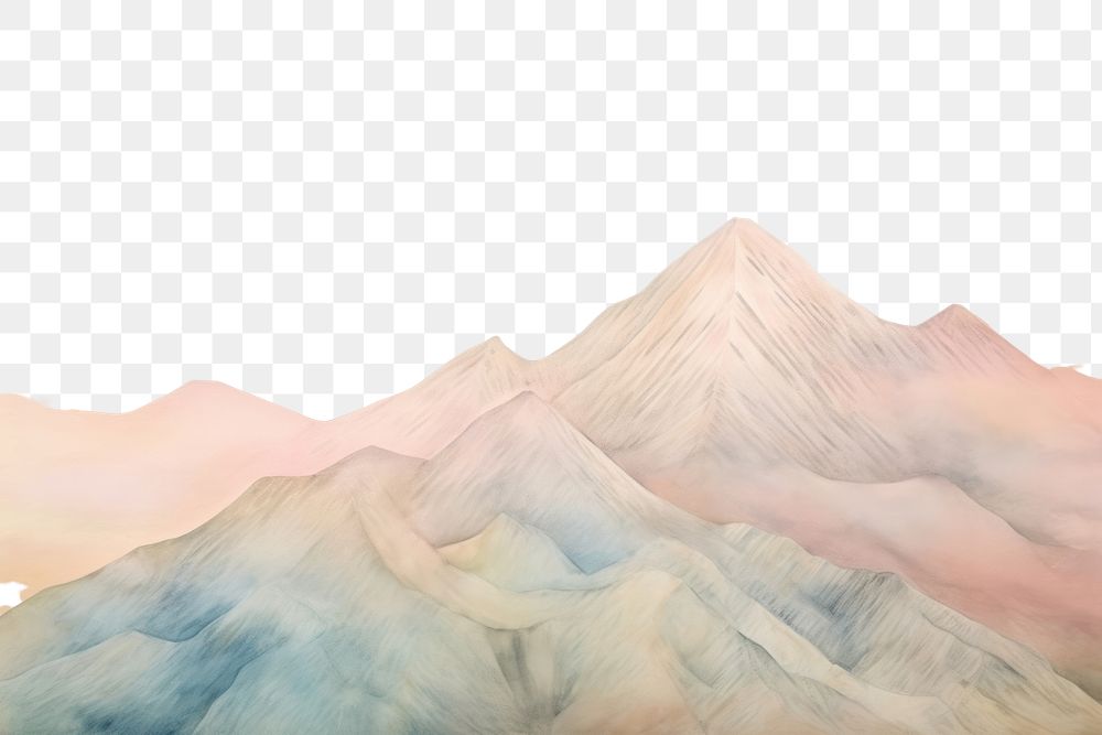 PNG Illustration of serene mountain painting art backgrounds.