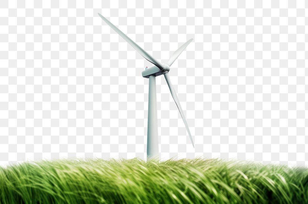 PNG  Windmill with grass wind turbine machine plant electricity. AI generated Image by rawpixel.