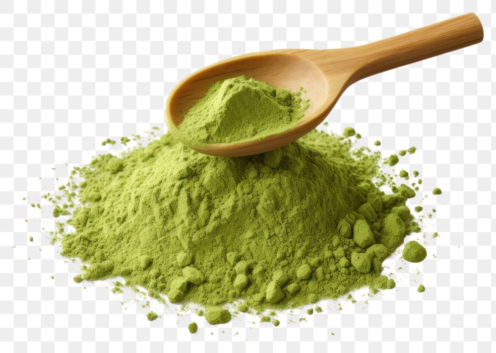 PNG  Instant matcha green tea powder spoon ingredient. AI generated Image by rawpixel.