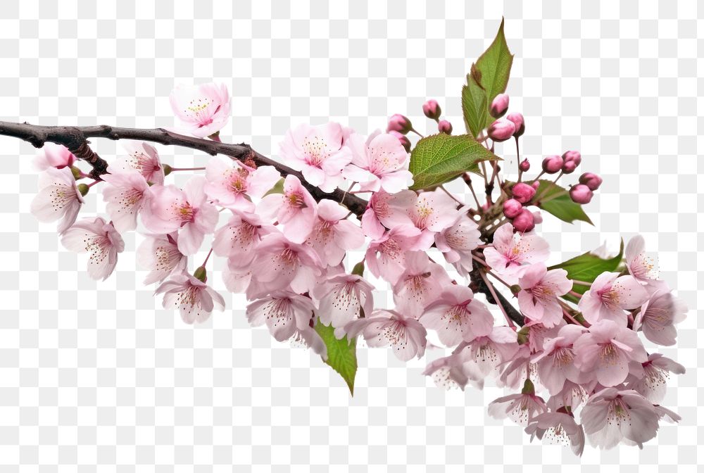PNG  Sakura branches clipping path cherry blossom branches flower plant white background. AI generated Image by rawpixel.