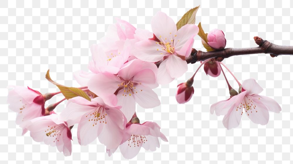PNG  Sakura branches clipping path cherry blossom branches flower plant white. AI generated Image by rawpixel.