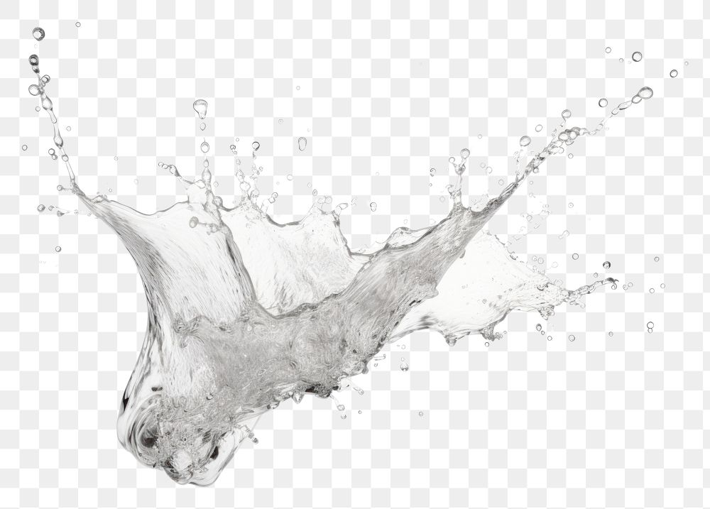 PNG Water splash isolated drawing sketch white background.