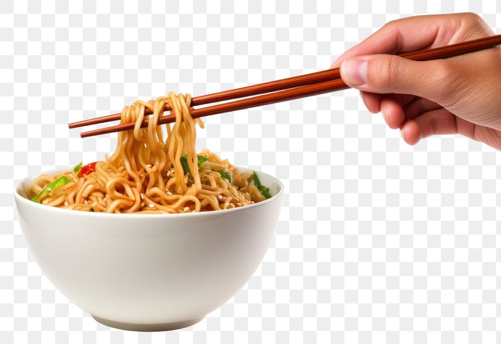 PNG Fork instant noodles chopsticks holding food.
