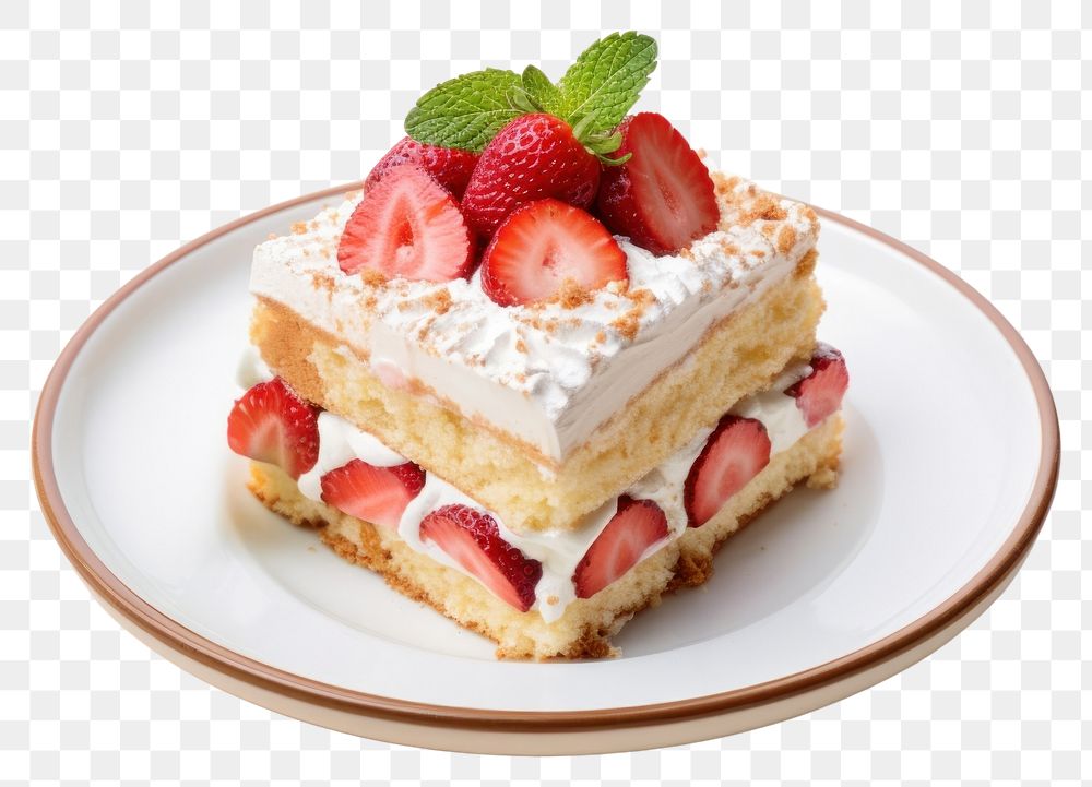 PNG Strawberry shortcake on beautiful plate dessert fruit cream.