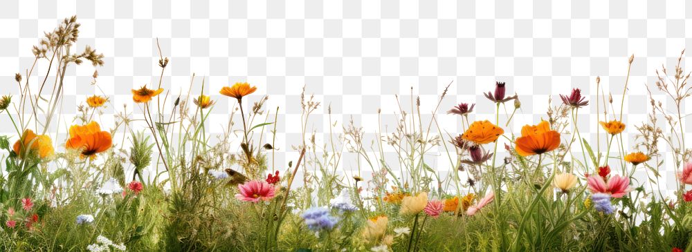 PNG  Wildflower border grassland outdoors nature. AI generated Image by rawpixel.