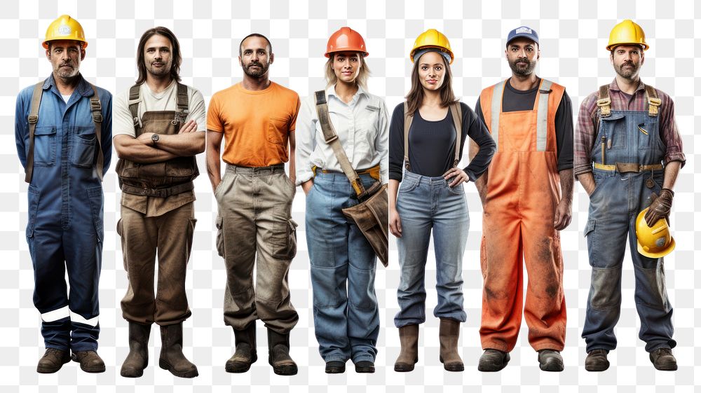 PNG  Construction industry workers hardhat helmet people. AI generated Image by rawpixel.