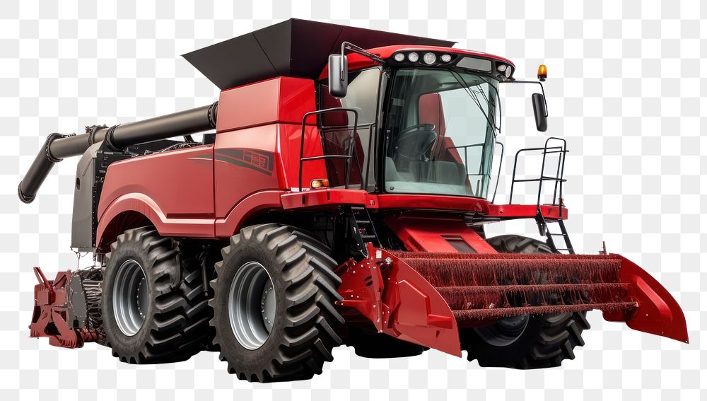 PNG Red combine harvester vehicle agriculture machinery