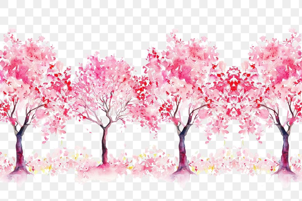PNG Blooming cherry blossom trees nature outdoors plant.
