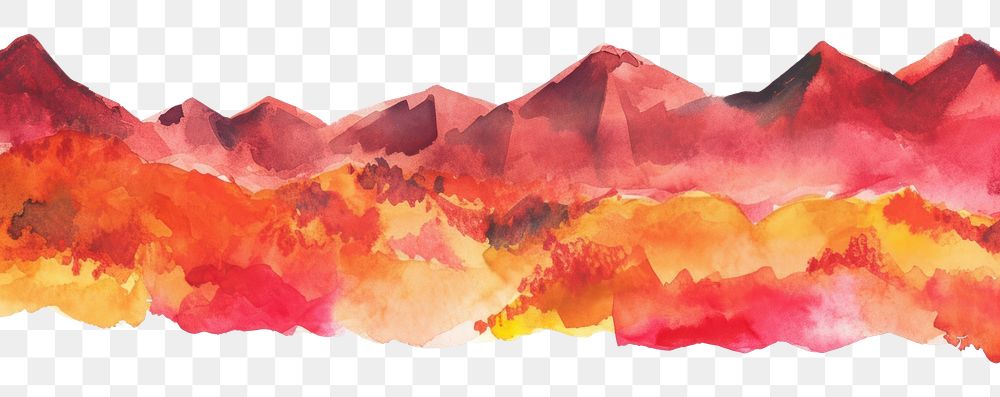 PNG Red autumn mountains nature backgrounds painting.