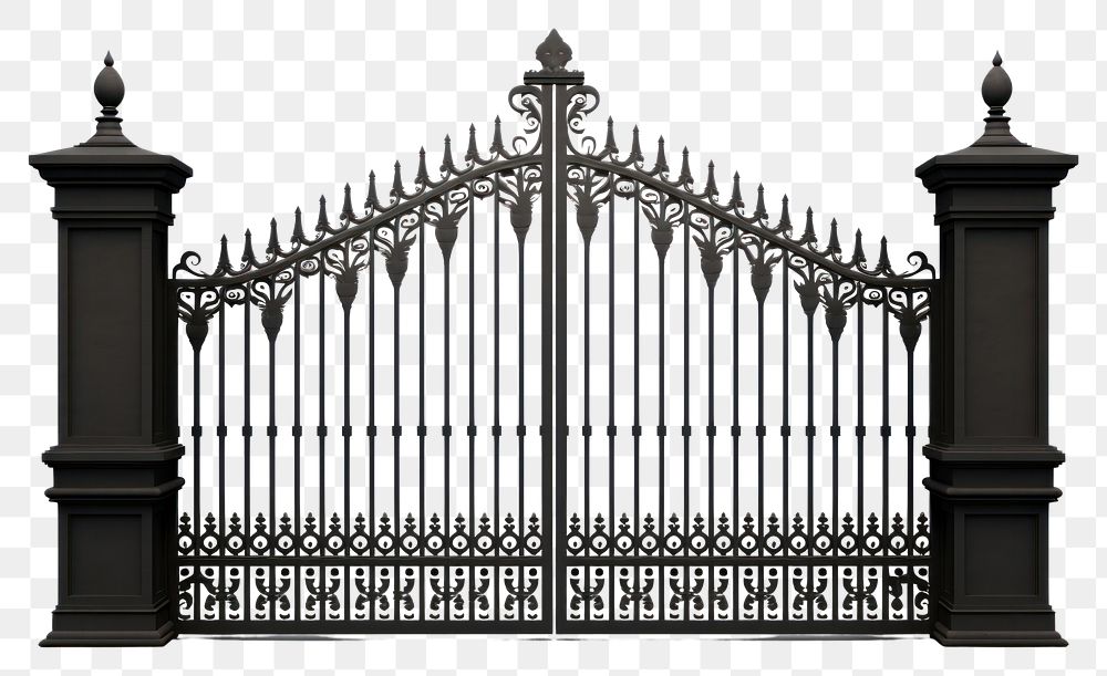 PNG  Iron gates white background architecture protection.