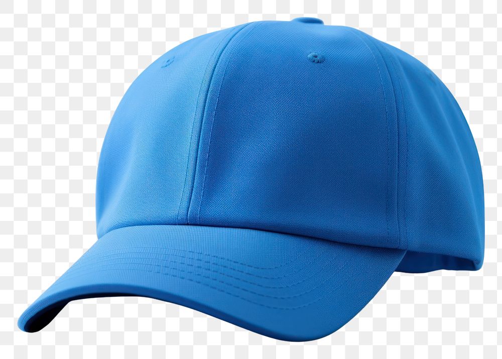 PNG A blue baseball cap white background turquoise headgear.