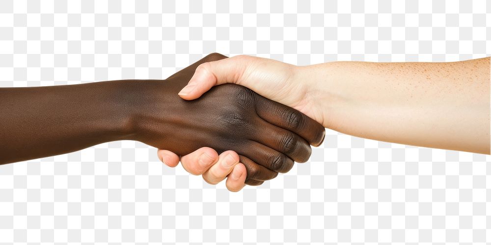 PNG African hand and caucasian hand handshake agreement finger.