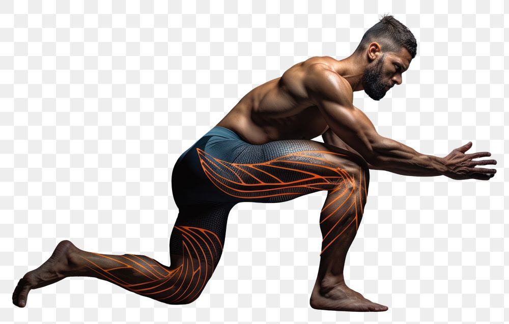 PNG  Sports man on a floor stretching legs for strong muscle dancing adult entertainment. AI generated Image by rawpixel.