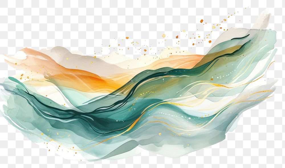 PNG Water color illustration of wave abstract painting line.