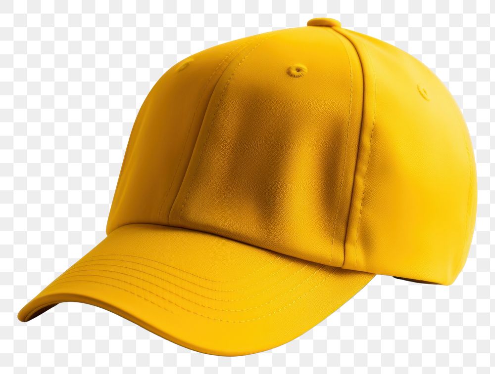 PNG A yellow baseball cap white background headwear headgear.