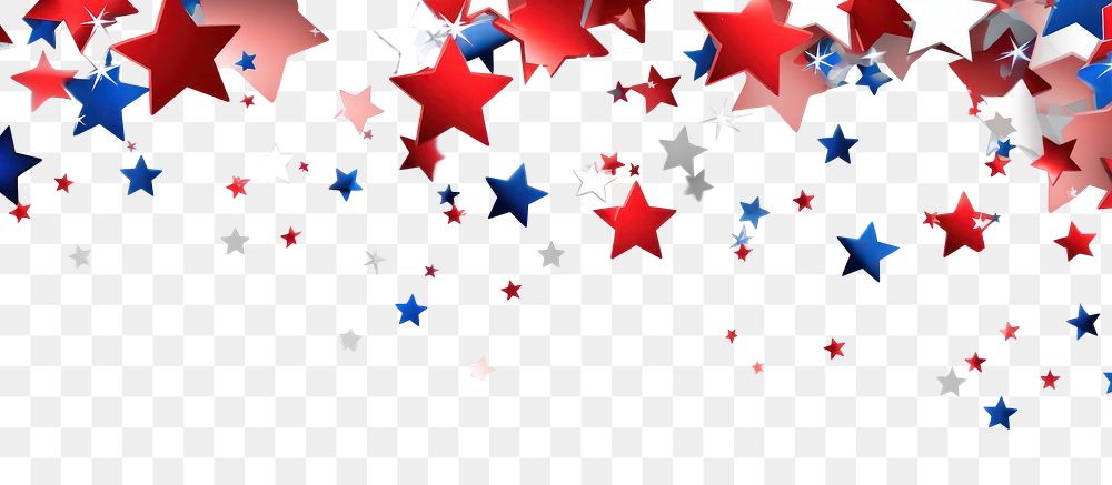 PNG 4th of July motion graphics with stars backgrounds confetti celebration.