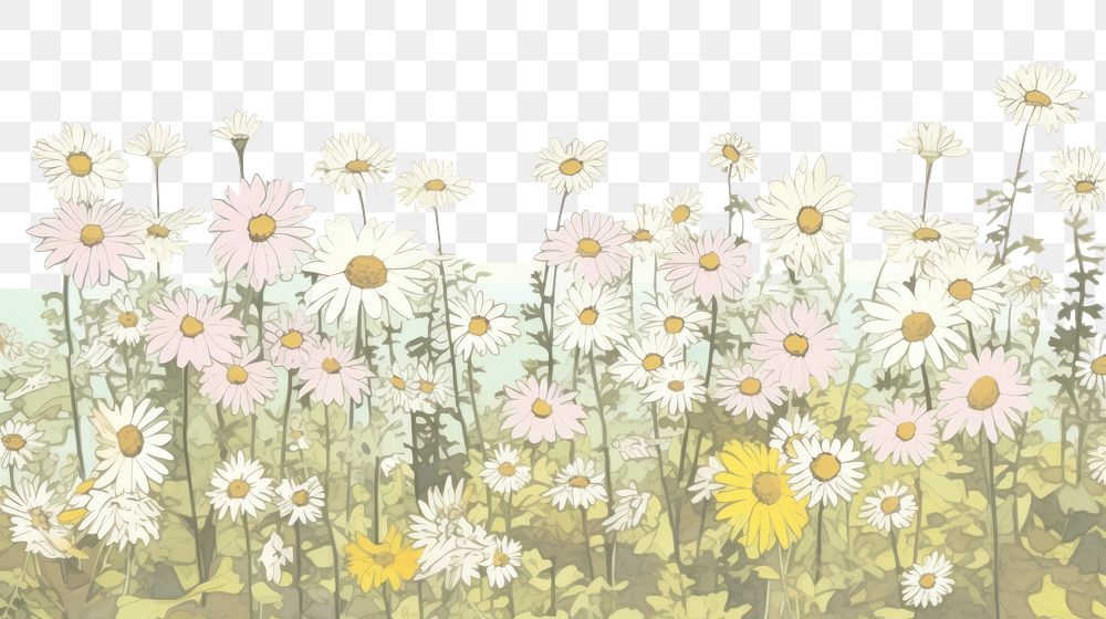 PNG Illustration of a daisy feild backgrounds outdoors pattern.