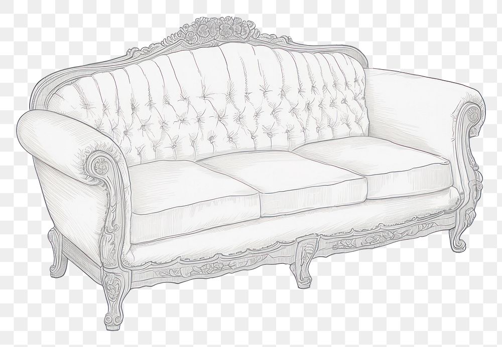 PNG Illustration of a sofa furniture drawing sketch.
