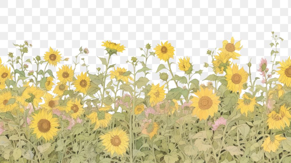 PNG Illustration of a sunflower field backgrounds outdoors plant.