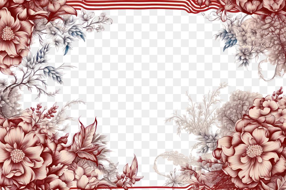 PNG  Toile with christmas flower border pattern plant red.